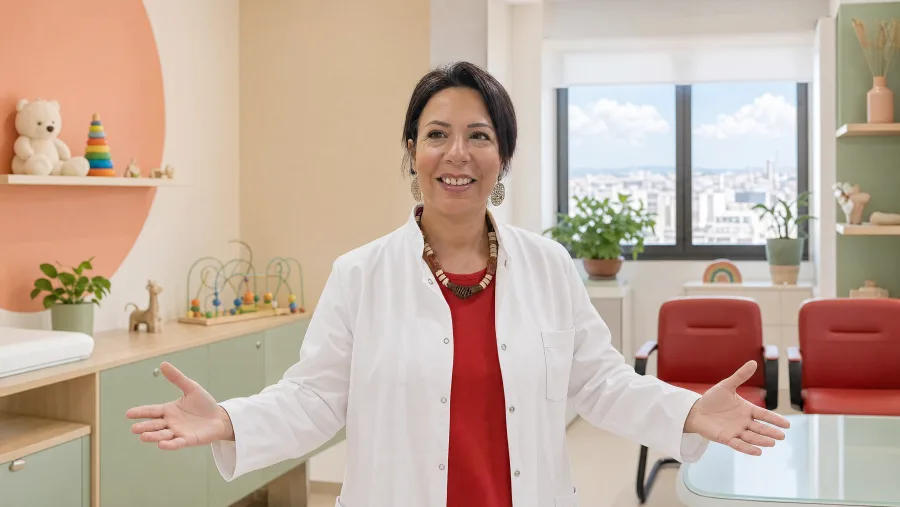 Dr Imène Ayadi dans un espace de consultation pédiatrique