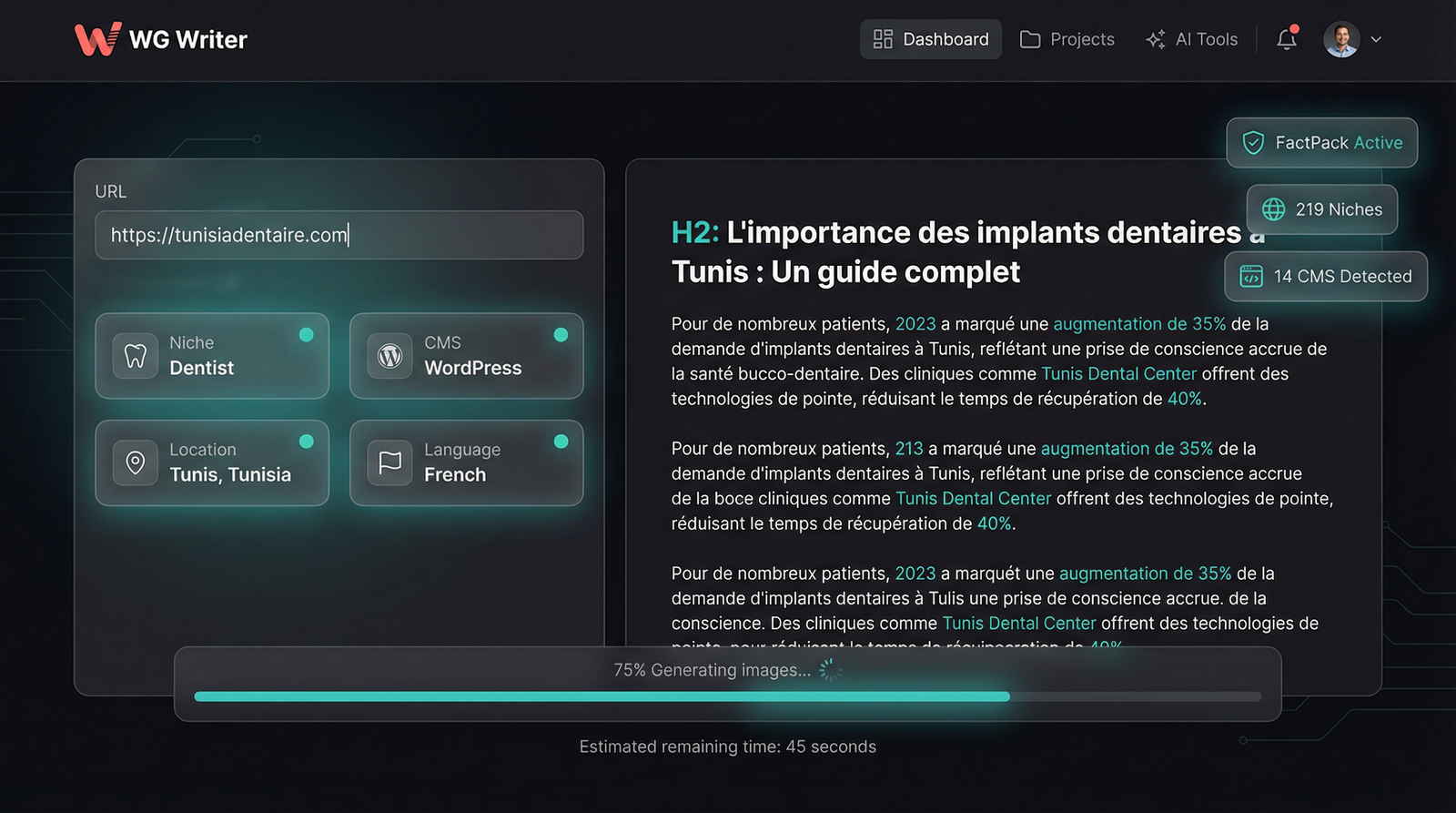 WG Writer - Générateur article SEO